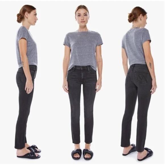 Mother The Mid Rise Dazzler Ankle Jeans in Deep End Wash Black Denim sz. 27 - Picture 1 of 9